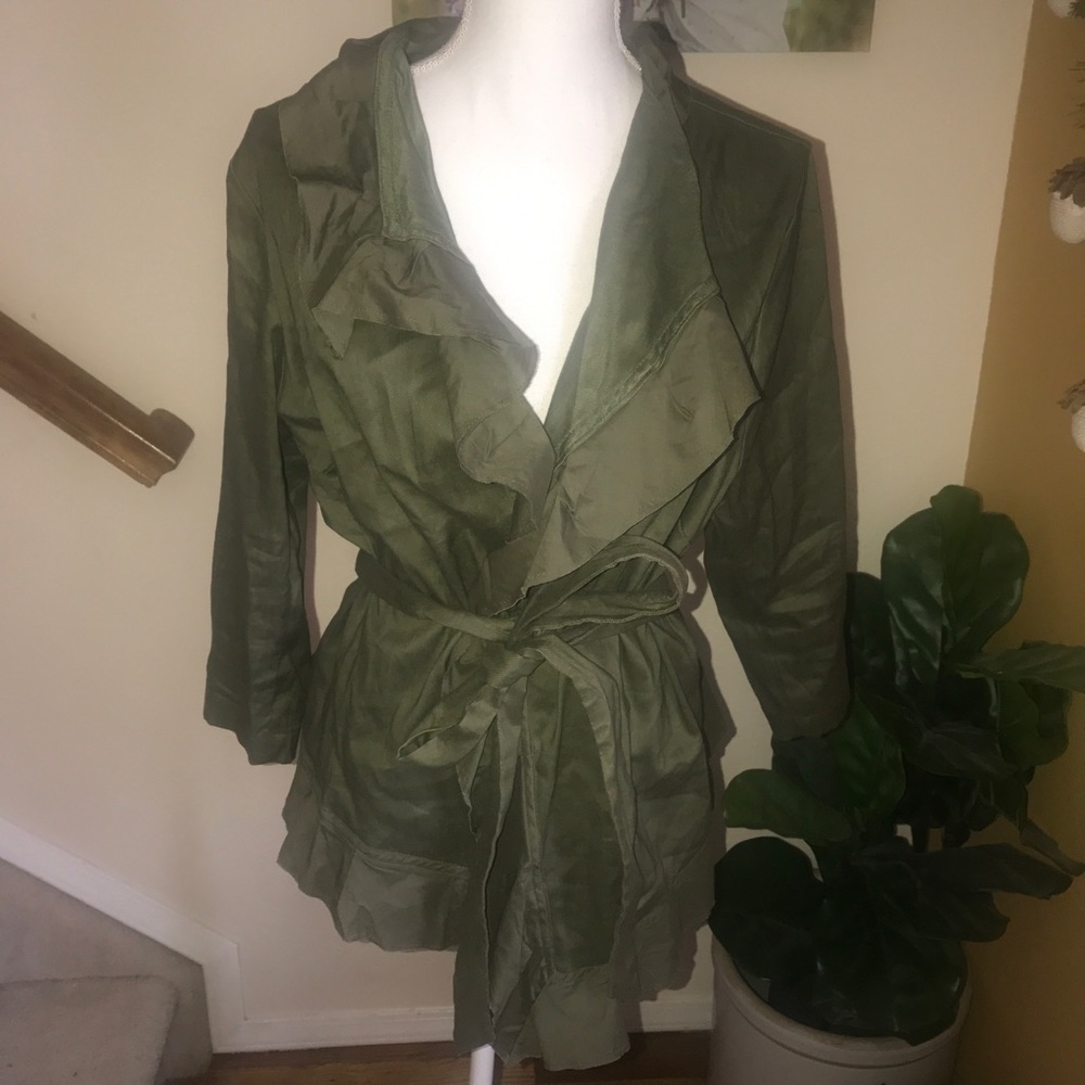 Lane Bryant stretch linen ruffle blazer jacket 18